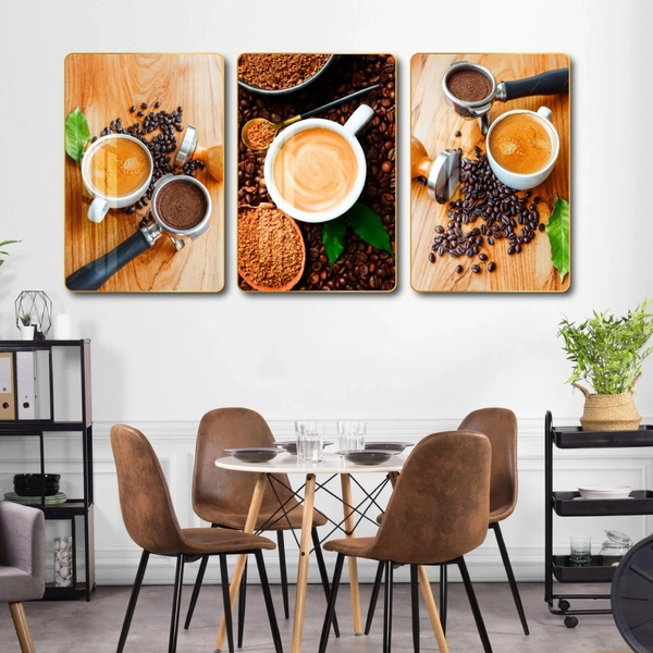 Tranh 3 Tấm Treo Tường Coffee Nghệ Thuật Mẫu 14