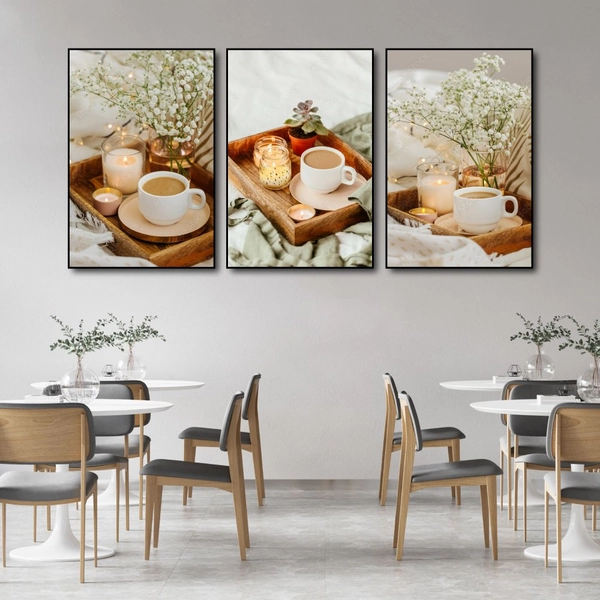 Tranh 3 Tấm Treo Tường Coffee Nghệ Thuật Mẫu 16
