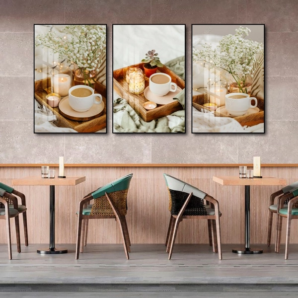 Tranh 3 Tấm Treo Tường Coffee Nghệ Thuật Mẫu 16