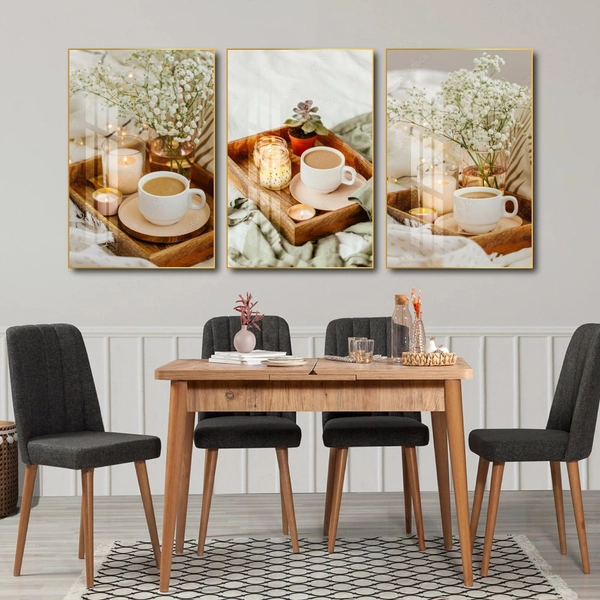 Tranh 3 Tấm Treo Tường Coffee Nghệ Thuật Mẫu 16