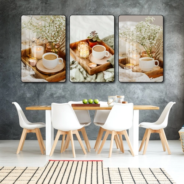 Tranh 3 Tấm Treo Tường Coffee Nghệ Thuật Mẫu 16