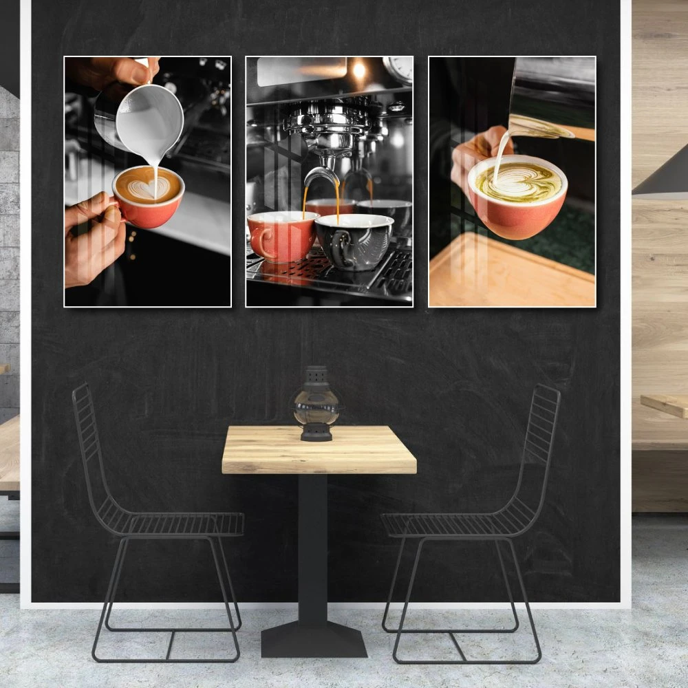 Tranh 3 Tấm Treo Tường Coffee Nghệ Thuật Mẫu 6