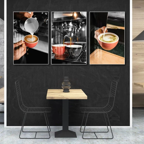 Tranh 3 Tấm Treo Tường Coffee Nghệ Thuật Mẫu 6
