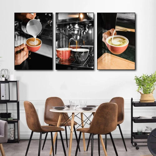 Tranh 3 Tấm Treo Tường Coffee Nghệ Thuật Mẫu 6