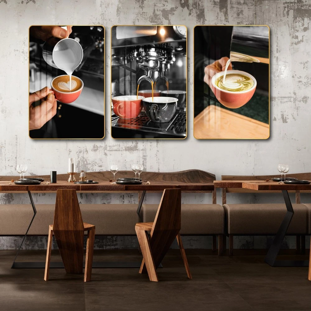 Tranh 3 Tấm Treo Tường Coffee Nghệ Thuật Mẫu 6