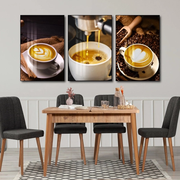Tranh 3 Tấm Treo Tường Coffee Nghệ Thuật Mẫu 9
