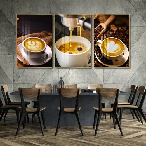 Tranh 3 Tấm Treo Tường Coffee Nghệ Thuật Mẫu 9