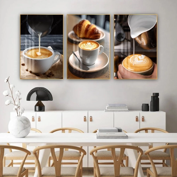 Tranh 3 Tấm Treo Tường Coffee Nghệ Thuật