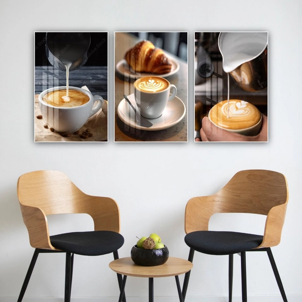 Tranh 3 Tấm Treo Tường Coffee Nghệ Thuật