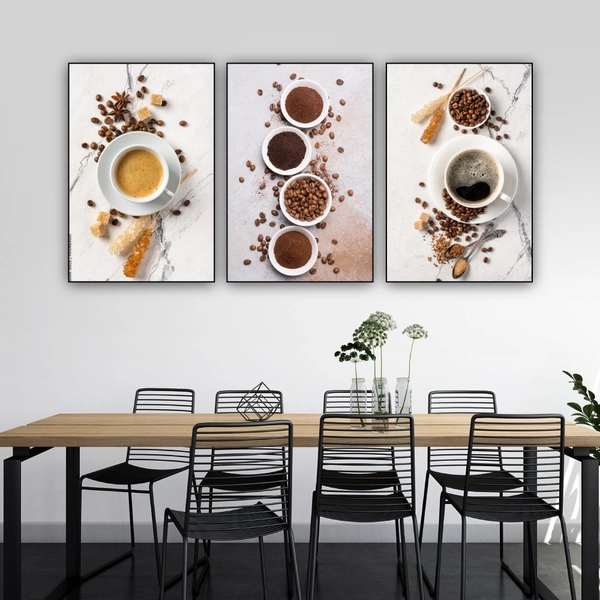 Tranh 3 Tấm Treo Tường Coffee Nghệ Thuật Mẫu 7