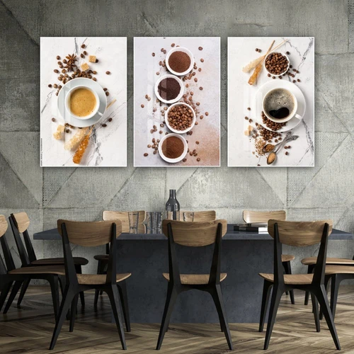 Tranh 3 Tấm Treo Tường Coffee Nghệ Thuật Mẫu 7