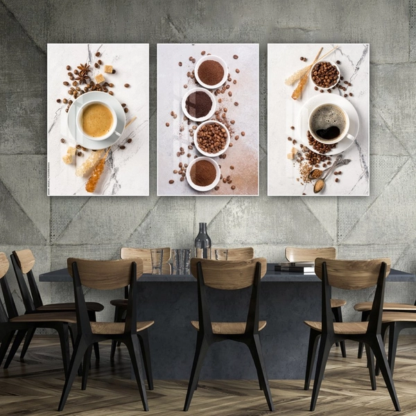 Tranh 3 Tấm Treo Tường Coffee Nghệ Thuật Mẫu 7