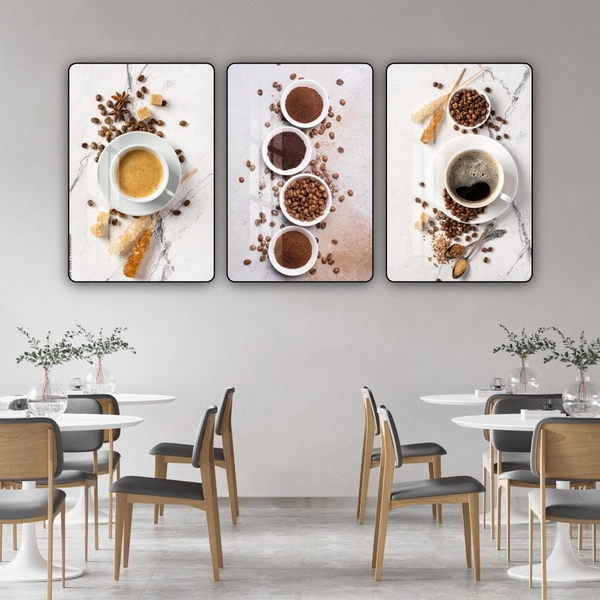 Tranh 3 Tấm Treo Tường Coffee Nghệ Thuật Mẫu 7