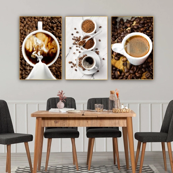 Tranh 3 Tấm Treo Tường Coffee Nghệ Thuật Mẫu 8