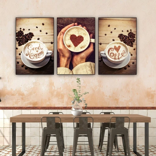 Tranh 3 Tấm Treo Tường Coffee Nghệ Thuật Mẫu 11