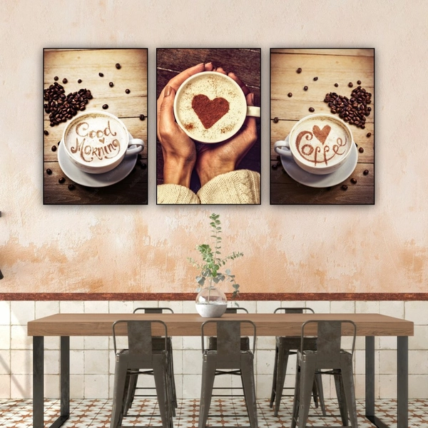 Tranh 3 Tấm Treo Tường Coffee Nghệ Thuật Mẫu 11