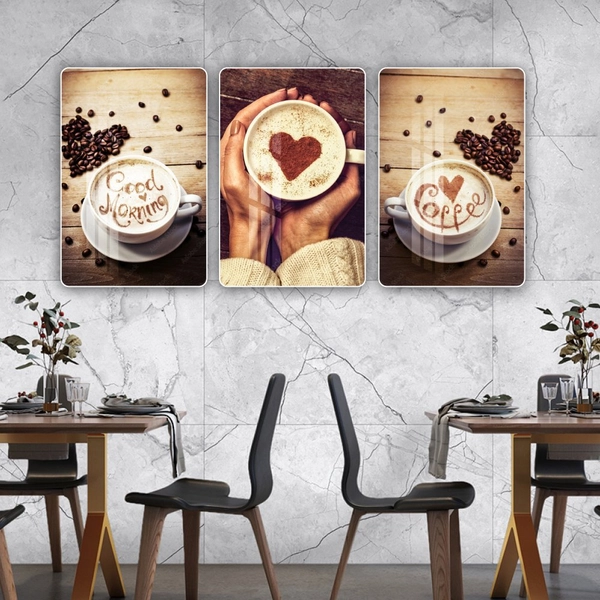 Tranh 3 Tấm Treo Tường Coffee Nghệ Thuật Mẫu 11
