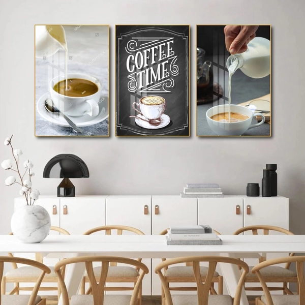 Tranh 3 Tấm Treo Tường Coffee Nghệ Thuật Mẫu 15