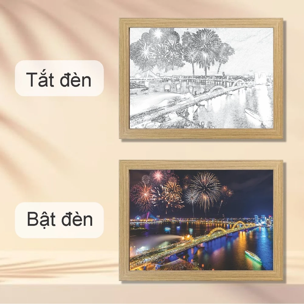 Tranh Đèn Led 3D Đổi Màu 3 Chế Độ Đà Nẵng Trong Đêm Lễ Hội Pháo Hoa