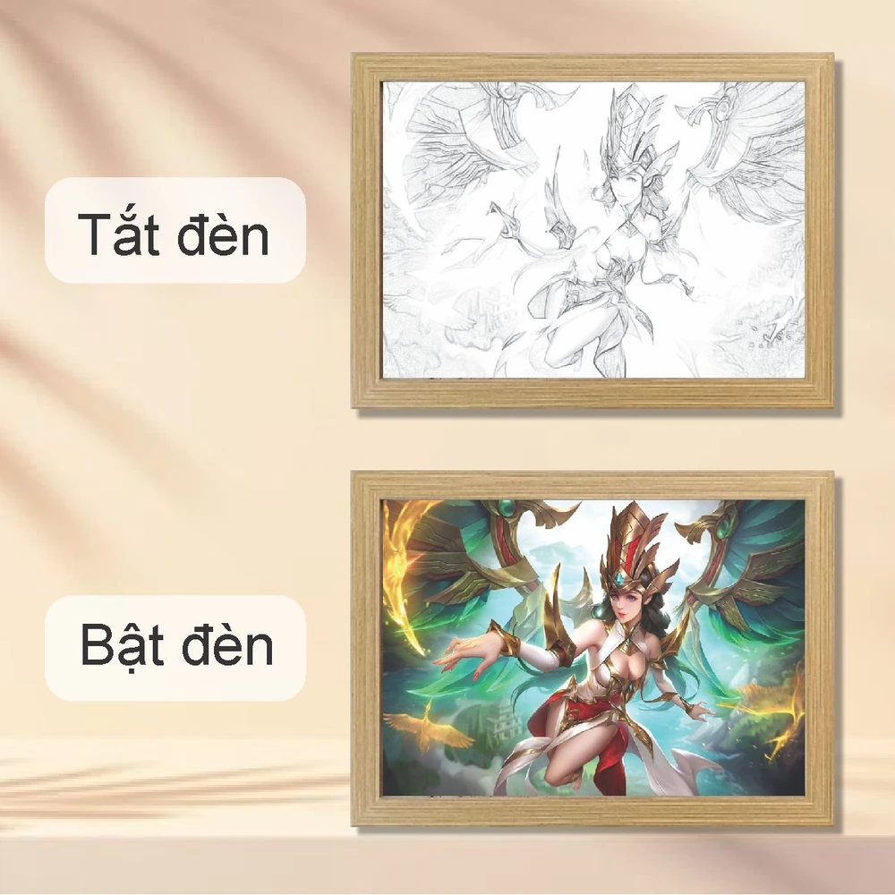 Tranh Đèn Led 3D Đổi Màu 3 Chế Độ Nhân Vật Game Lauriel Lạc Thần