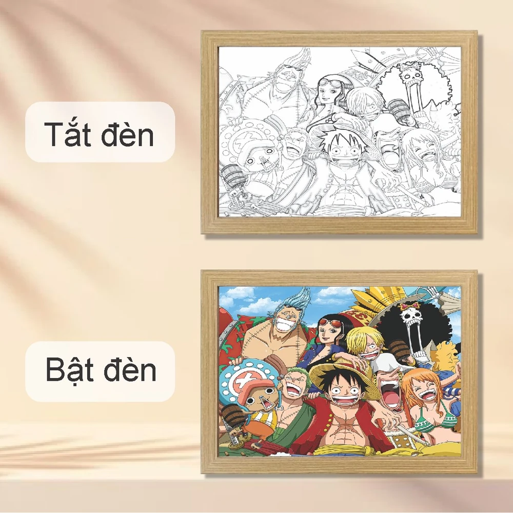 Tranh Đèn Led Tráng Gương 3D Đổi Màu 3 Chế Độ Anime One P-Pieces