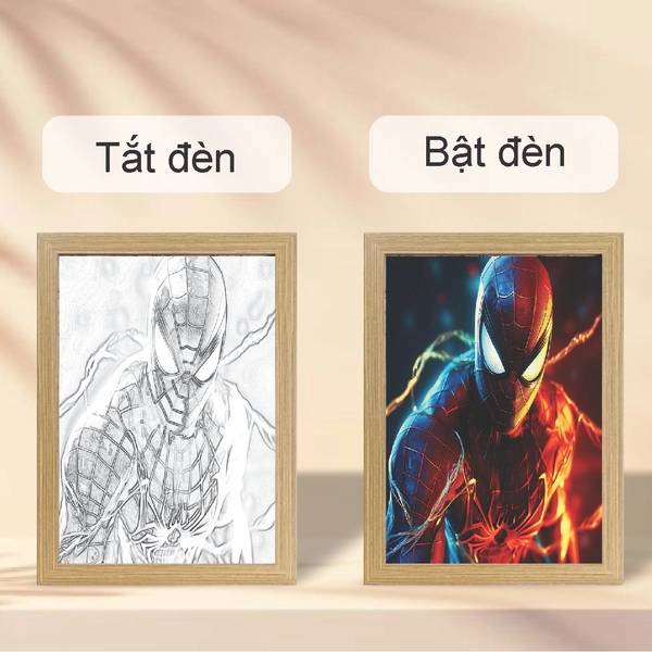 Tranh Đèn Led Acrylic 3D Đổi Màu 3 Chế Độ Siêu Anh Hùng Spider-man
