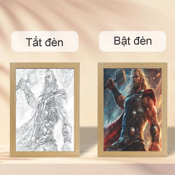 Tranh Đèn Led Acrylic 3D Đổi Màu 3 Chế Độ Siêu Anh Hùng Thor