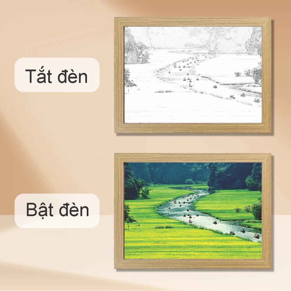 Tranh Đèn Led Tráng Gương 3D Đổi Màu 3 Chế Độ Thiên Nhiên Tươi Đẹp