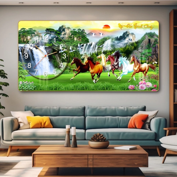 Tranh Đồng Hồ Nổi 3D Mã Đáo Thành Công Đại Cát Đại Lợi