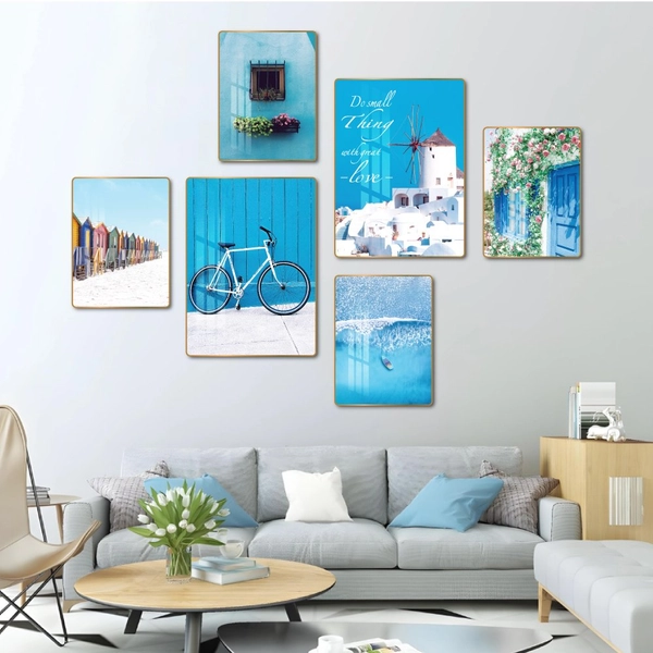 Set 6 tranh treo tường phong cảnh biển xanh mát mẫu 866