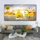 Tranh Đồng Hồ Nổi 3D Thuyền Vàng Và Hoàng Hôn Trên Biển