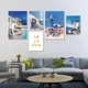 Tranh treo tường bộ 5 tấm phong cảnh biển nghệ thuật mẫu 783