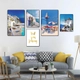 Tranh treo tường bộ 5 tấm phong cảnh biển nghệ thuật mẫu 783