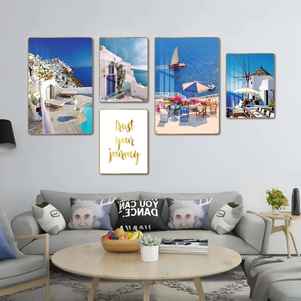 Tranh treo tường bộ 5 tấm phong cảnh biển nghệ thuật mẫu 783