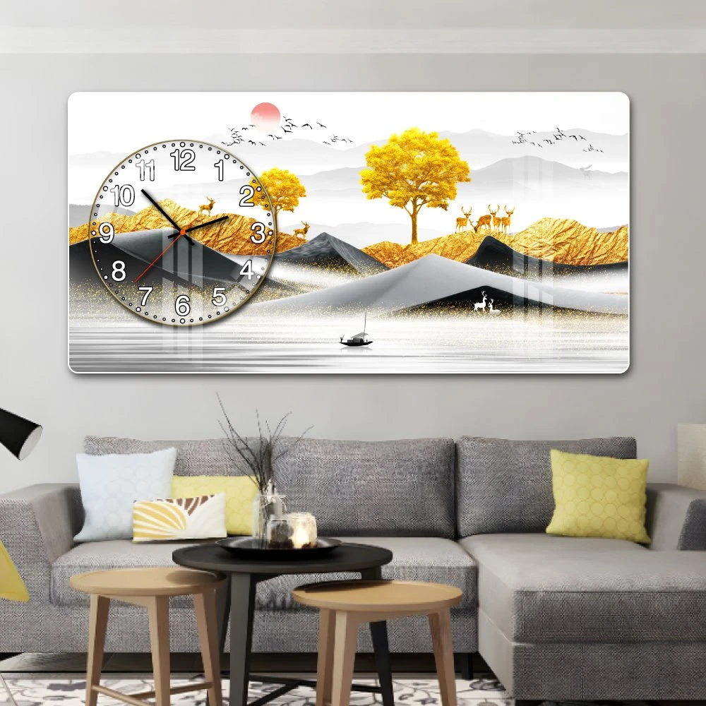 Tranh Đồng Hồ Nổi 3D Phong Cảnh Núi Non Trùng Điệp