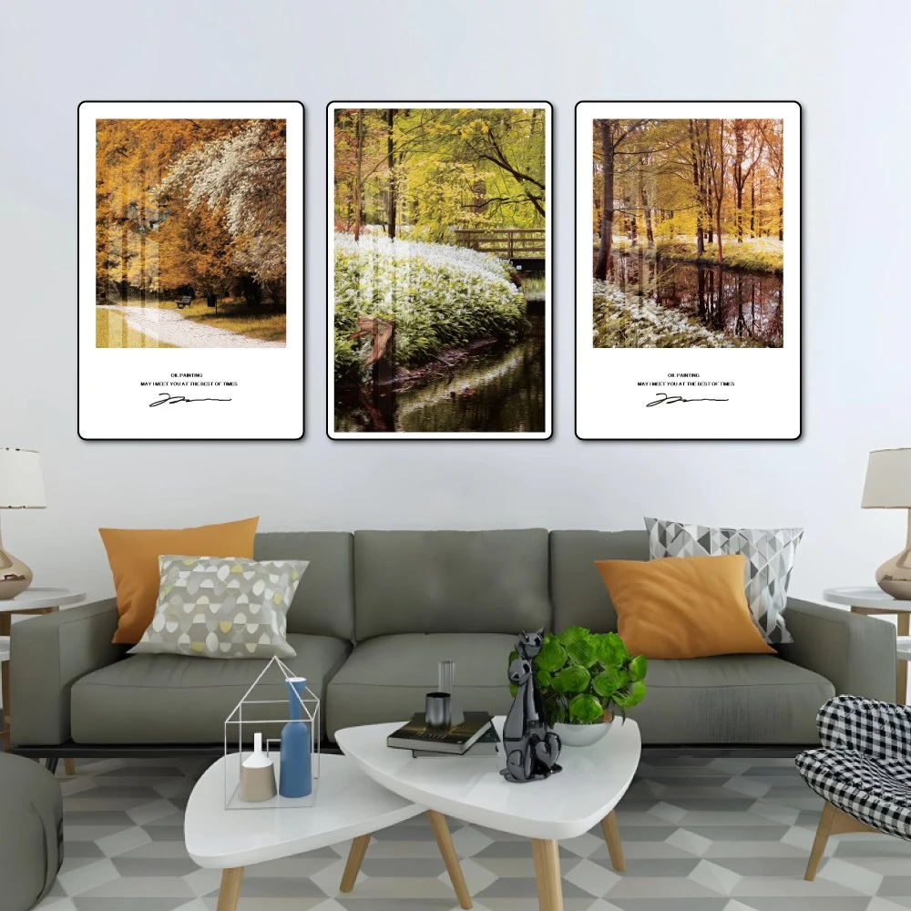 Tranh treo tường rừng lá thông rụng rơi mùa thu nghệ thuật mẫu 301