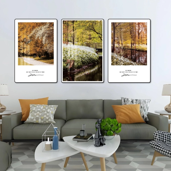 Tranh treo tường rừng lá thông rụng rơi mùa thu nghệ thuật mẫu 301