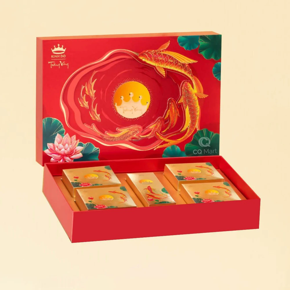 Bánh Trung Thu Kinh Đô Trăng Vàng Hoàng Kim Vinh Hiển Đỏ Thượng Hạng - Hộp 4 Bánh 160g