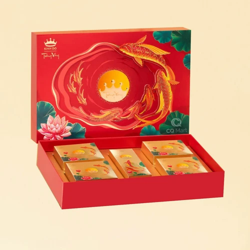 Bánh Trung Thu Kinh Đô Trăng Vàng Hoàng Kim Vinh Hiển Đỏ Thượng Hạng - Hộp 4 Bánh 160g
