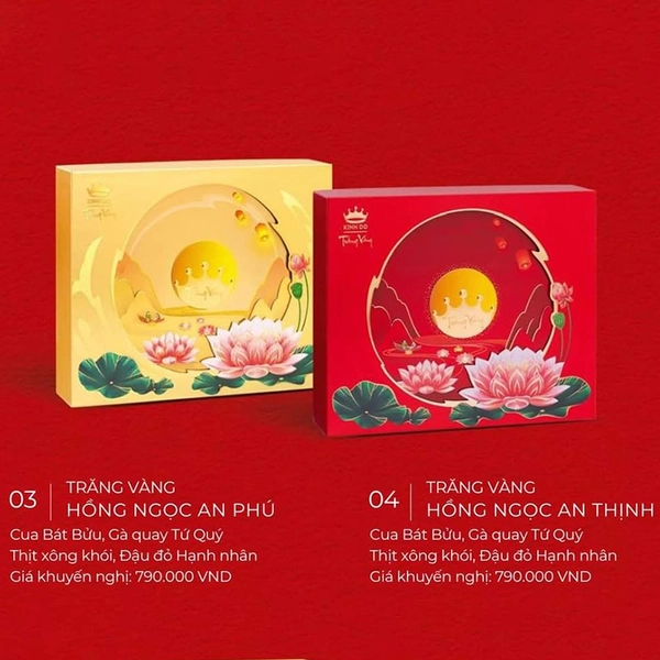 Bánh Trung Thu Kinh Đô Trăng Vàng Hồng Ngọc An Thịnh (Đỏ) - Hộp 4 bánh 160g (HND)