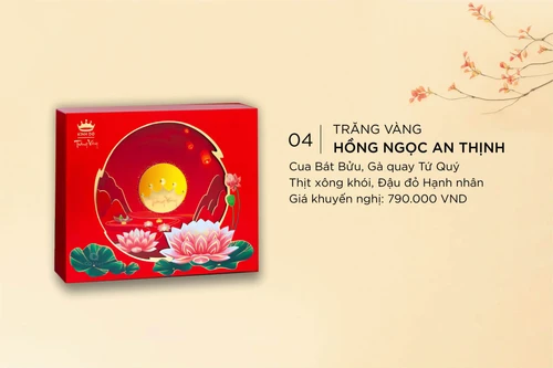 Bánh Trung Thu Kinh Đô Trăng Vàng Hồng Ngọc An Thịnh (Đỏ) - Hộp 4 bánh 160g