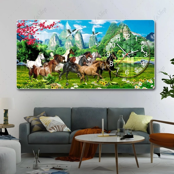 Tranh Đồng Hồ Nổi 3D Mã Đáo Thành Công Và Thiên Nhiên Hùng Vĩ