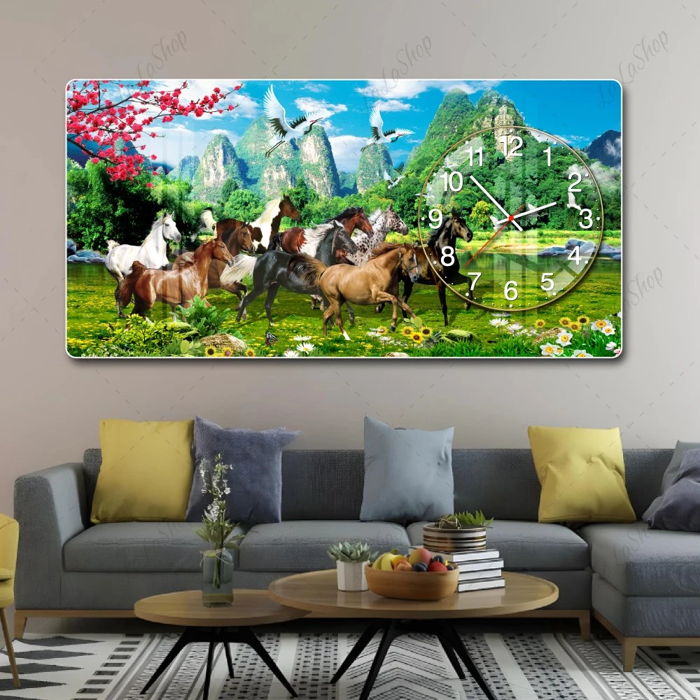 Tranh Đồng Hồ Nổi 3D Mã Đáo Thành Công Và Thiên Nhiên Hùng Vĩ