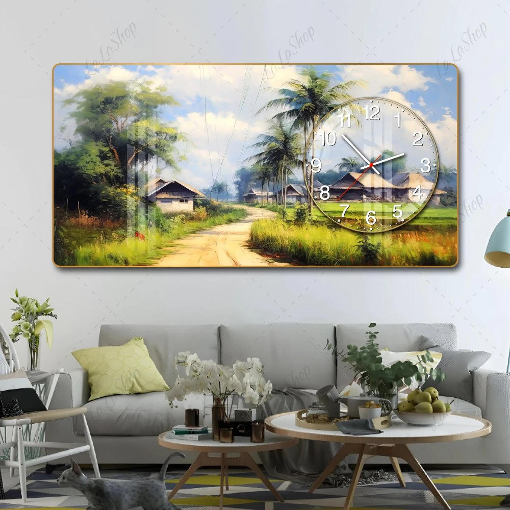 Tranh Đồng Hồ Nổi 3D Đường Làng Quê Thanh Bình