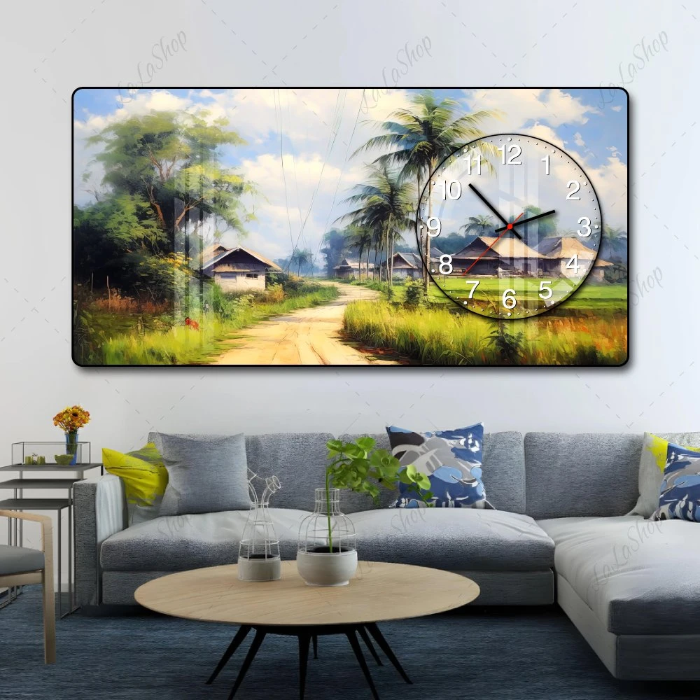Tranh Đồng Hồ Nổi 3D Đường Làng Quê Thanh Bình