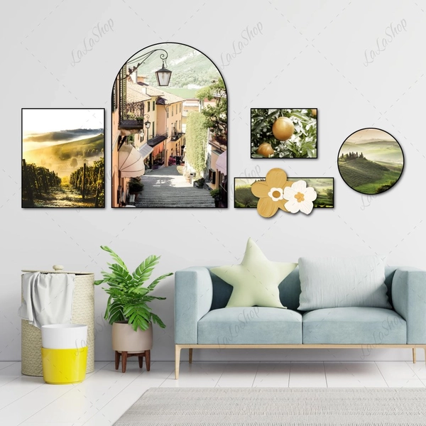 Set 5 Tranh Dán Tường Phong Cảnh Châu Âu Và Thiên Nhiên Tươi Đẹp Có Keo Sẵn