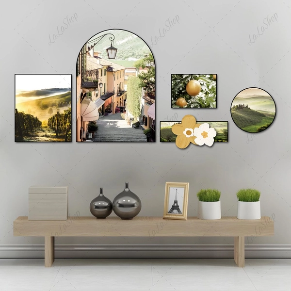 Set 5 Tranh Dán Tường Phong Cảnh Châu Âu Và Thiên Nhiên Tươi Đẹp Có Keo Sẵn