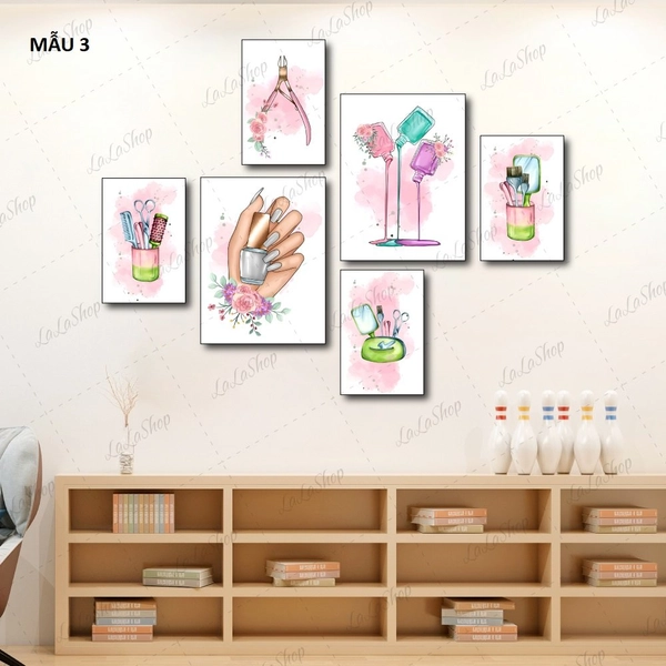 Set 6 Tranh Dán Tường Nail Spa Nghệ Thuật Sáng Tạo Có Keo Sẵn