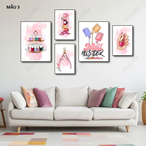 Set 5 Tranh Dán Tường Bình Hoa Và Lá Nghệ Thuật Có Keo Sẵn