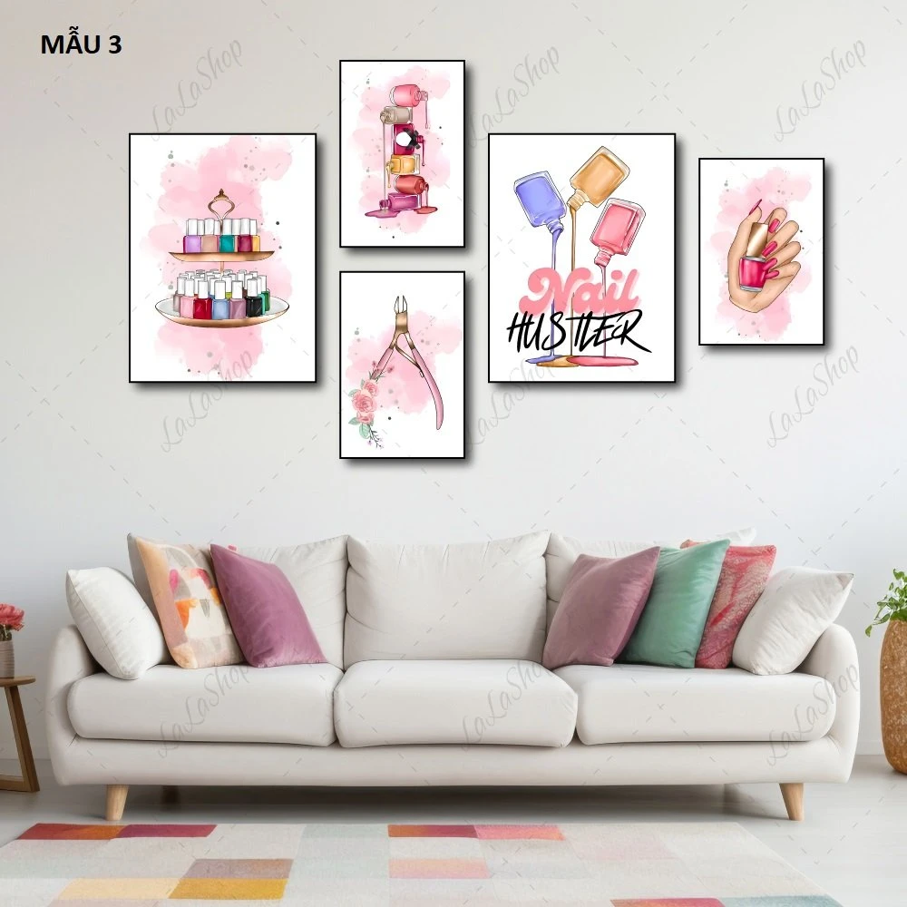 Set 5 Tranh Dán Tường Bình Hoa Và Lá Nghệ Thuật Có Keo Sẵn